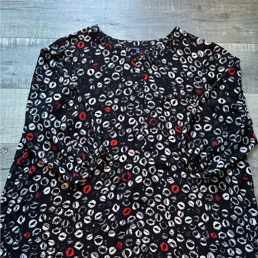 Lip pattern NYDJ blouse Valentine’s Day